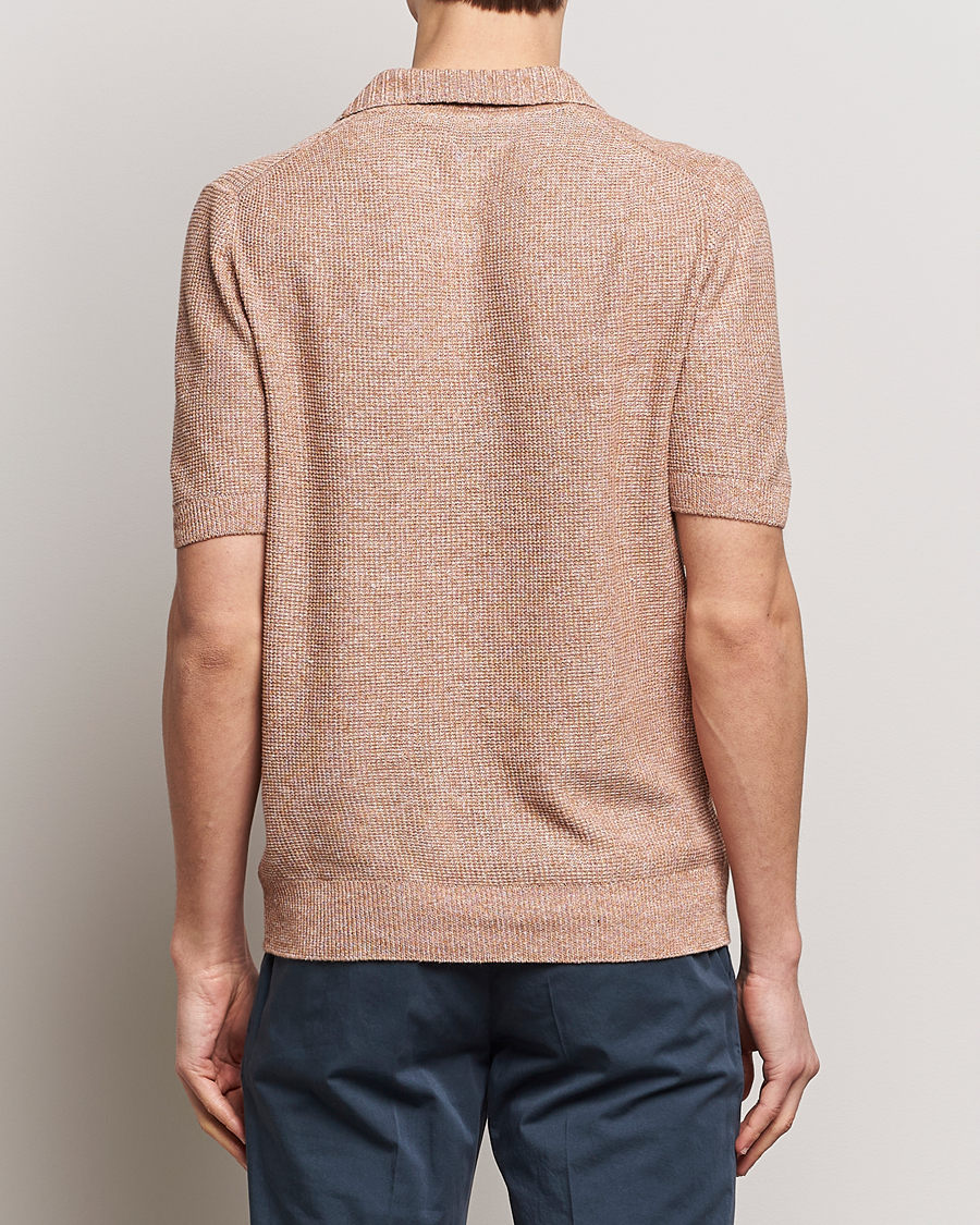 Homme | Polos | Gran Sasso | Linen/Cotton Open Collar Polo Rust Melange
