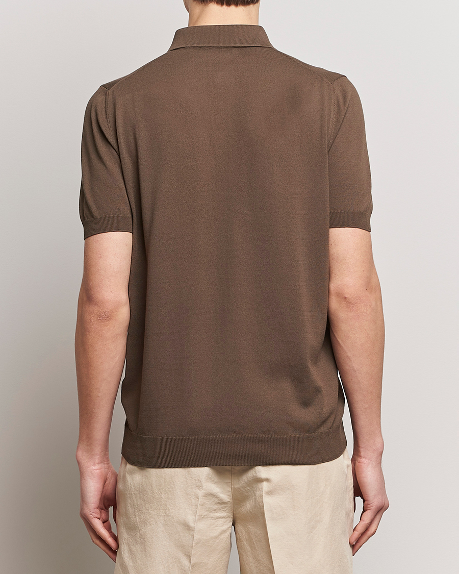 Homme | Polos | Gran Sasso | Cotton Knitted Polo Dark Brown