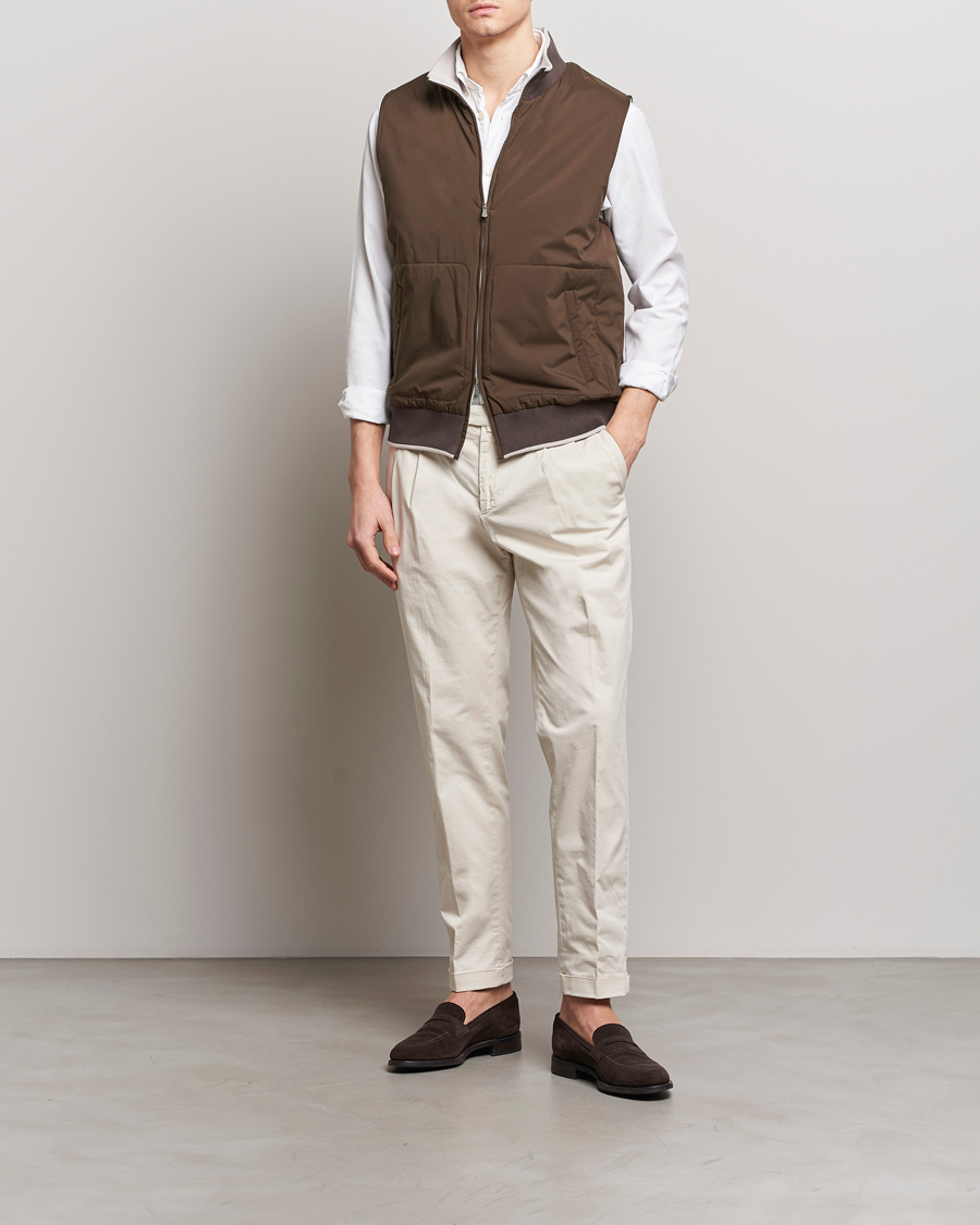 Homme | Manteaux Et Vestes | Gran Sasso | Nylon Light Padded Gilet Dark Brown