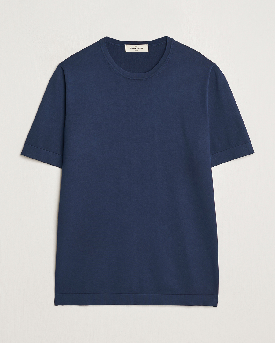 Homme | T-shirts | Gran Sasso | Cotton Knitted Crew Neck T-Shirt Navy