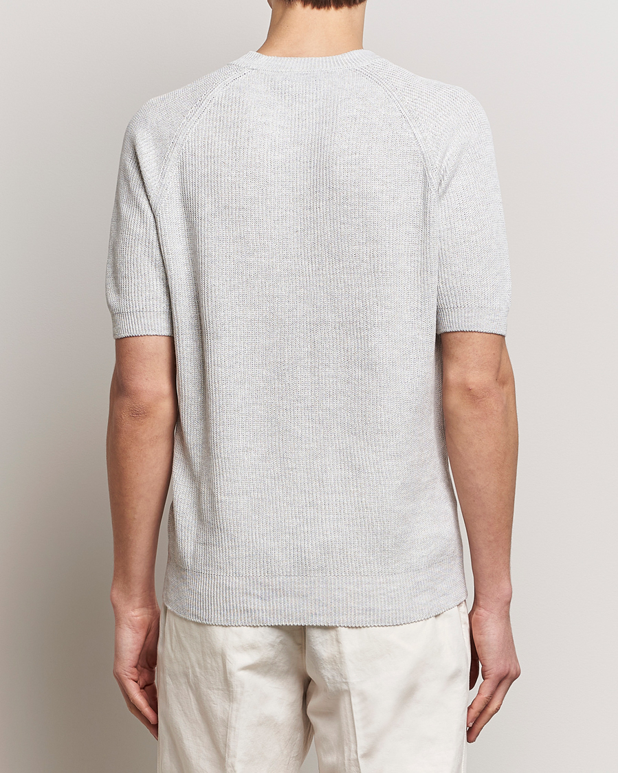 Heren | T-shirts | Gran Sasso | Cotton Heavy Knitted Crew Neck T-Shirt Light Grey