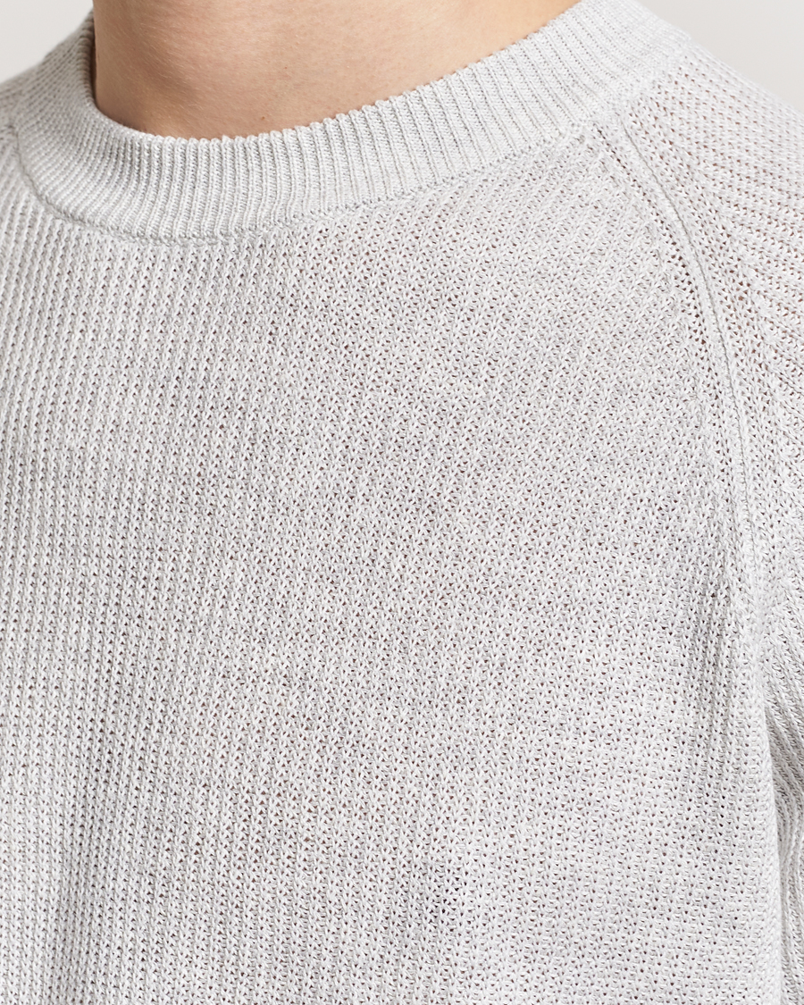 Heren | T-shirts | Gran Sasso | Cotton Heavy Knitted Crew Neck T-Shirt Light Grey