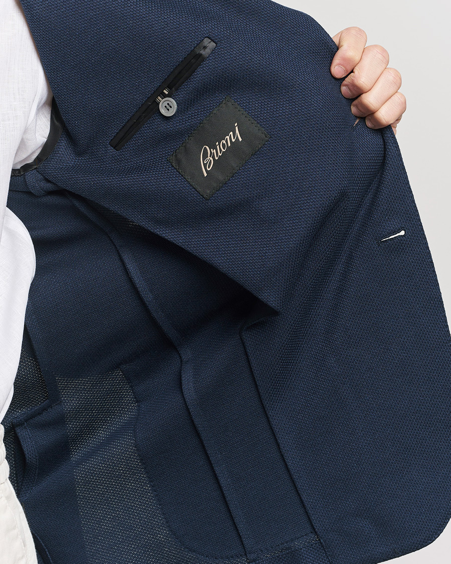 Homme | Blazers | Brioni | Cotton/Silk Jersey Blazer Navy