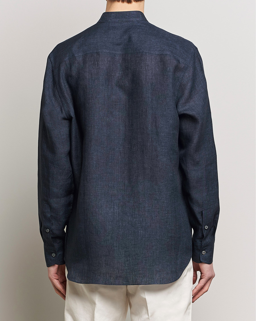 Homme | Chemises | Brioni | Linen Guru Collar Shirt Navy