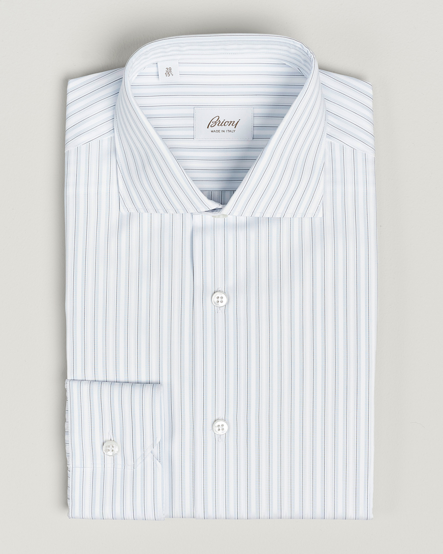 Homme | Chemises | Brioni | Slim Fit Dress Shirt Light Blue Stripe