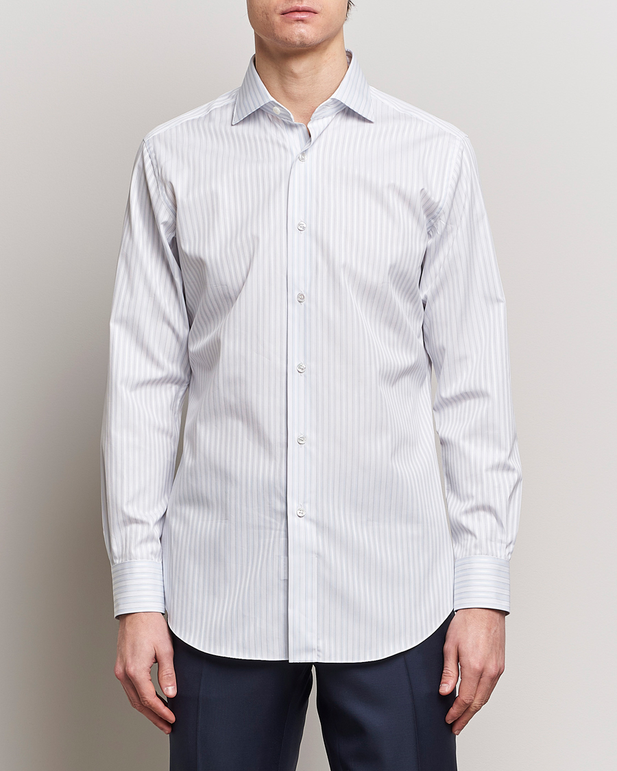 Homme | Chemises | Brioni | Slim Fit Dress Shirt Light Blue Stripe