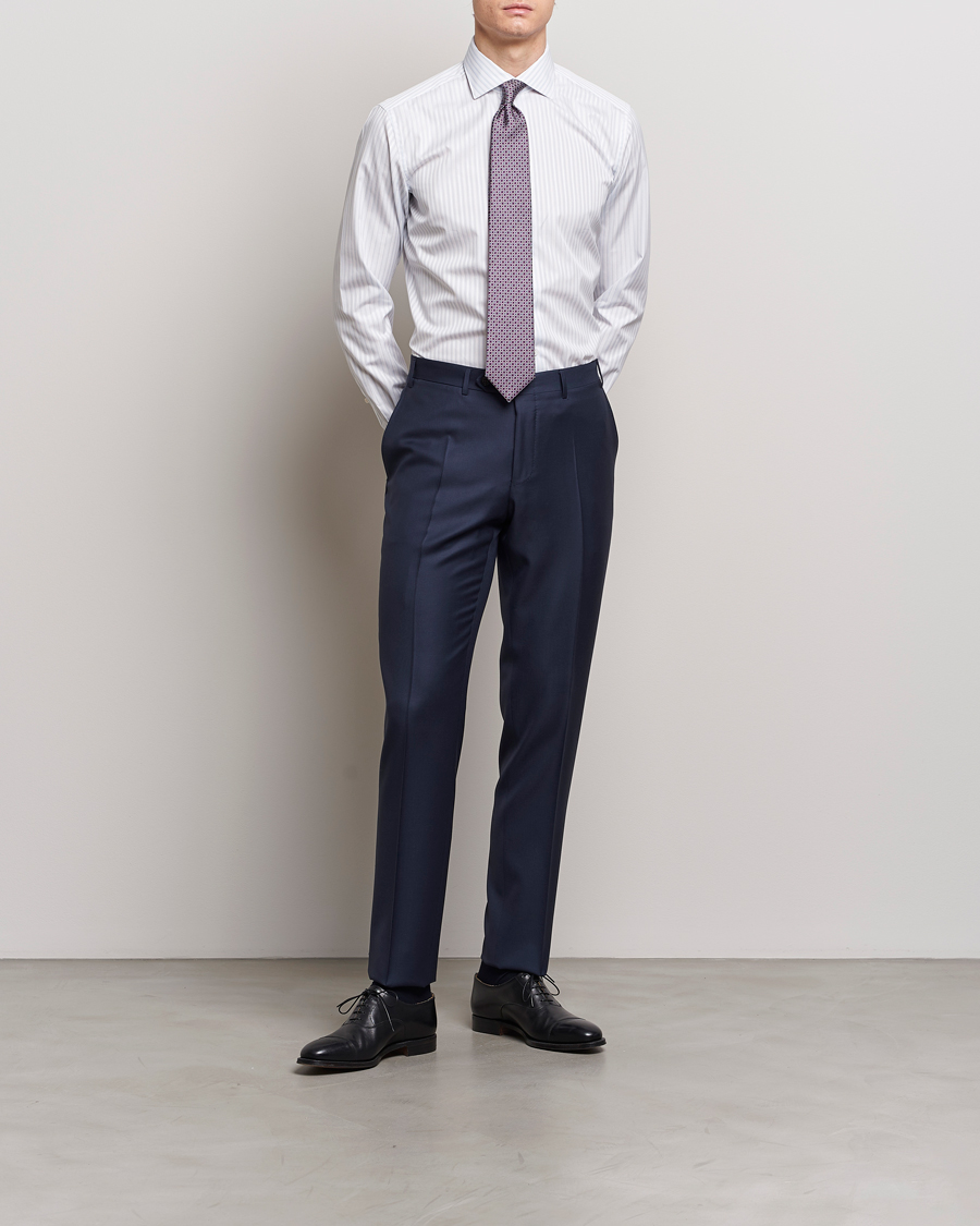 Homme | Chemises | Brioni | Slim Fit Dress Shirt Light Blue Stripe