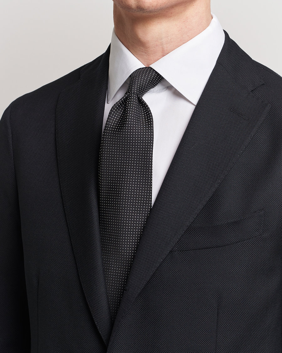 Heren | Brioni Dotted Silk Tie Black | Brioni | Dotted Silk Tie Black