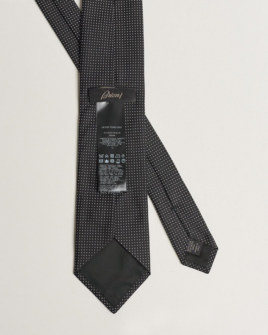 Heren | Brioni Dotted Silk Tie Black | Brioni | Dotted Silk Tie Black