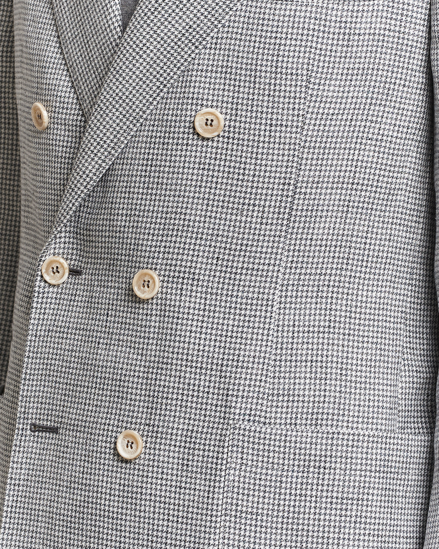 Homme | Blazers | Brunello Cucinelli | Double Breasted Houndstooth Blazer Light Grey
