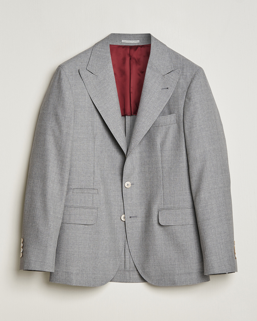 Heren | Blazers | Brunello Cucinelli | Peak Lapel Wool Blazer Light Grey