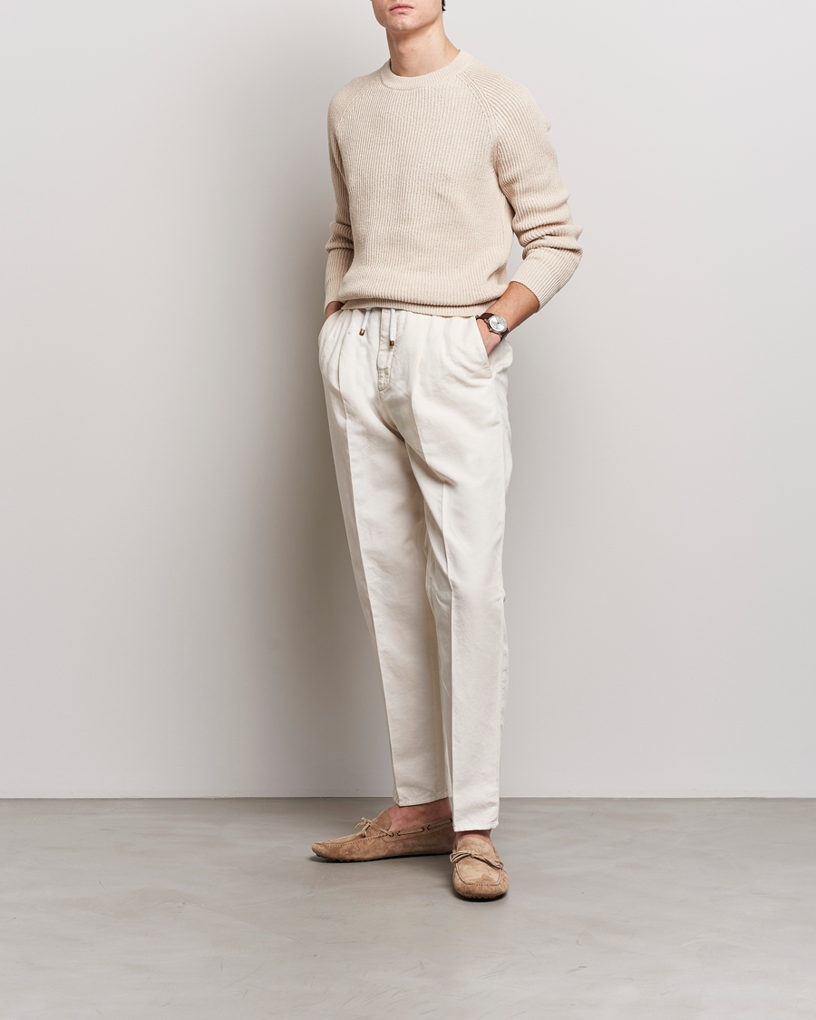 Heren | Broeken | Brunello Cucinelli | Cotton/Linen Drawstring Pants Off White