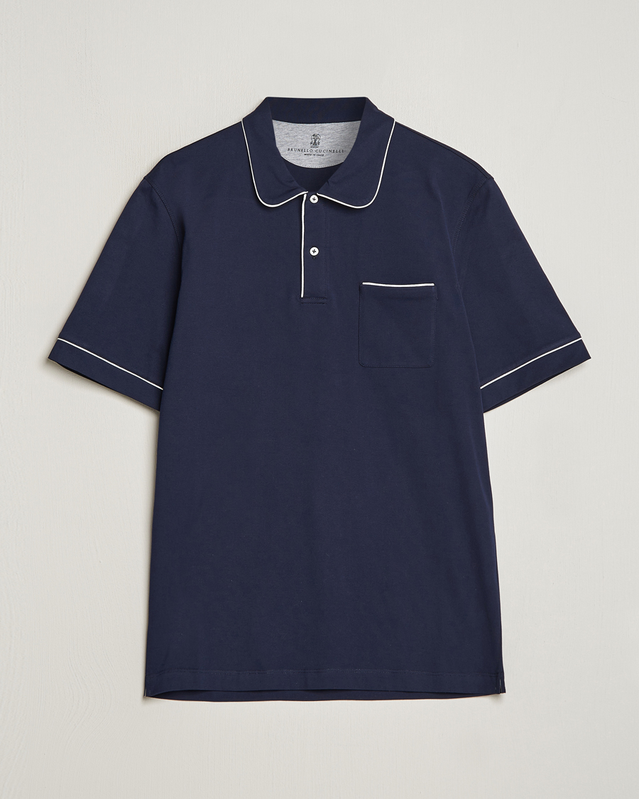 Homme | Polos | Brunello Cucinelli | Short Sleeve Resort Polo Navy