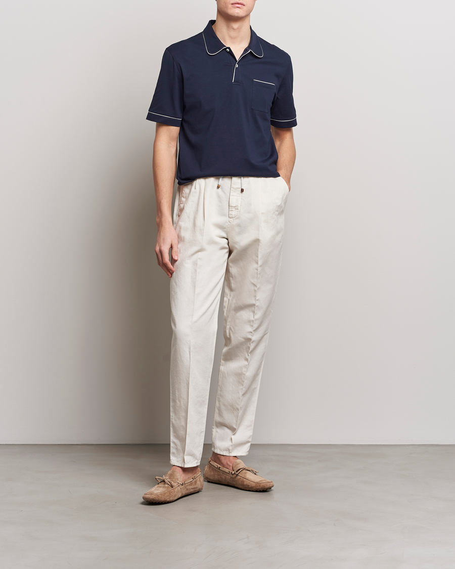Homme | Polos | Brunello Cucinelli | Short Sleeve Resort Polo Navy