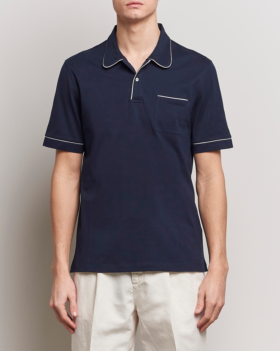 Homme | Polos | Brunello Cucinelli | Short Sleeve Resort Polo Navy