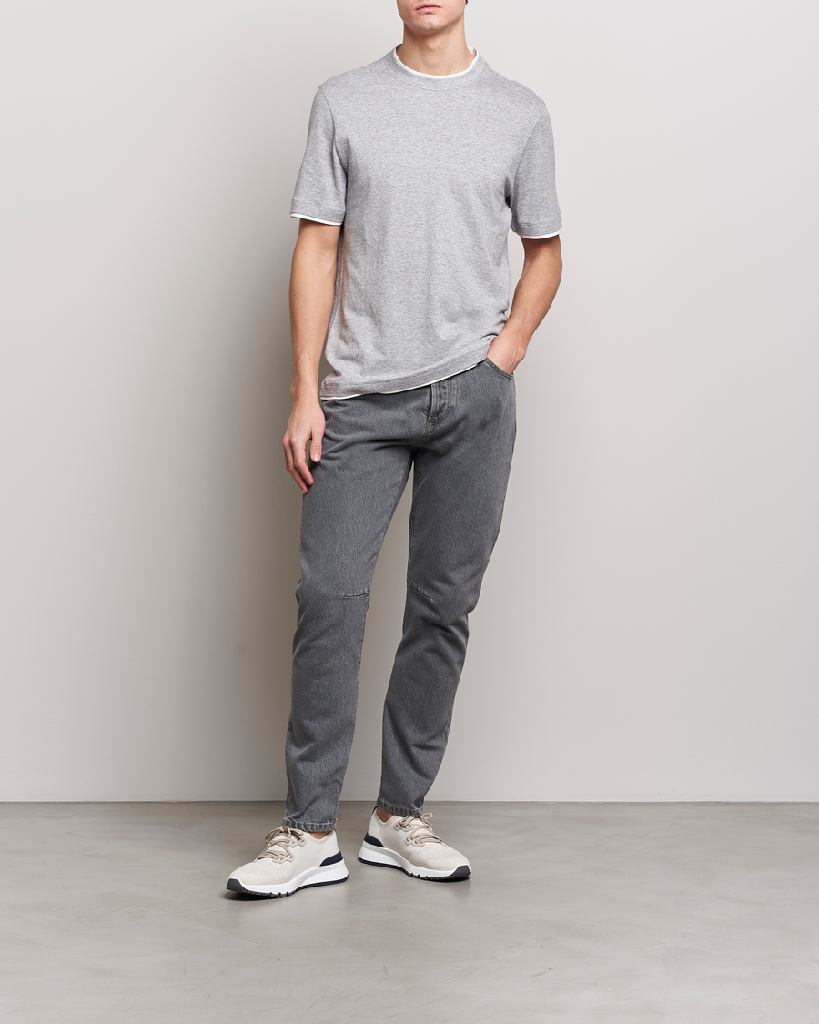 Homme | T-shirts | Brunello Cucinelli | Cotton/Linen T-Shirt Light Grey