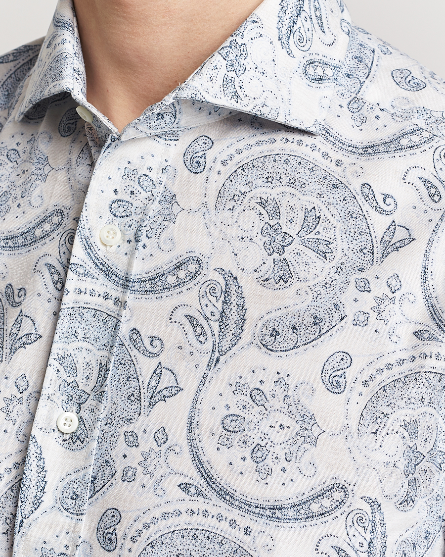 Heren | Overhemden | Brunello Cucinelli | Slim Fit Paisley Shirt Light Blue