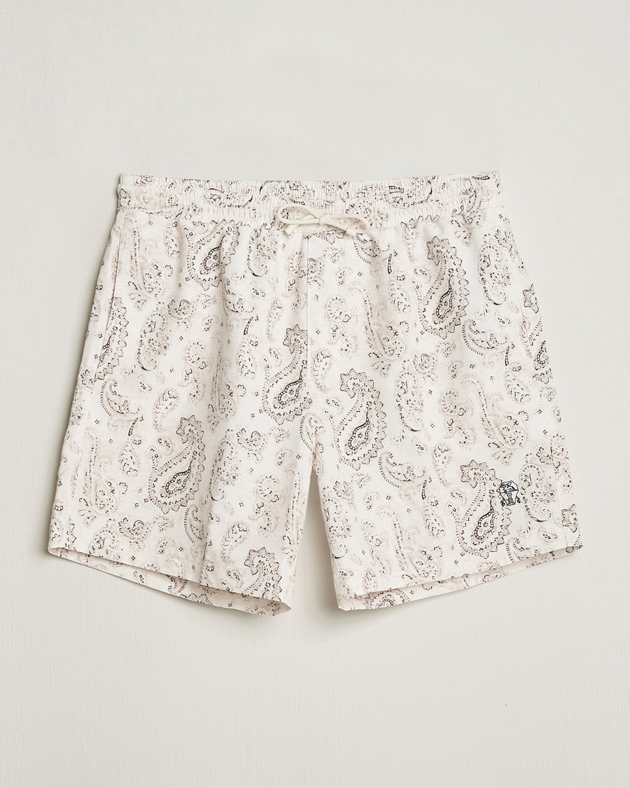 Heren | Zwembroek | Brunello Cucinelli | Paisley Swim Trunks Light Beige