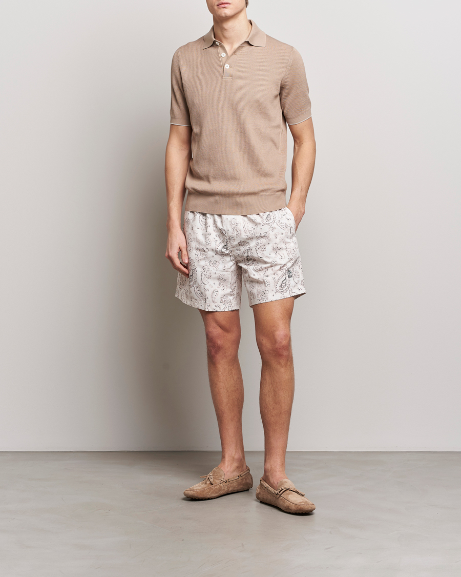 Heren | Zwembroek | Brunello Cucinelli | Paisley Swim Trunks Light Beige