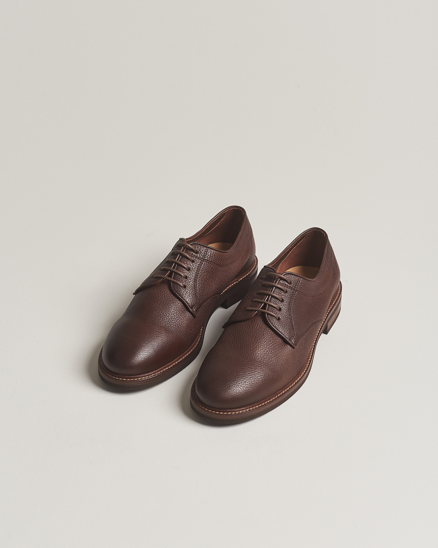 Homme | Brunello Cucinelli Plain Toe Derby Dark Brown Deerskin | Brunello Cucinelli | Plain Toe Derby Dark Brown Deerskin