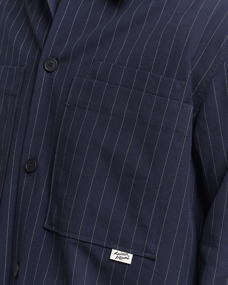 Heren | Jassen | Maison Kitsuné | Pinstriped Overshirt Navy