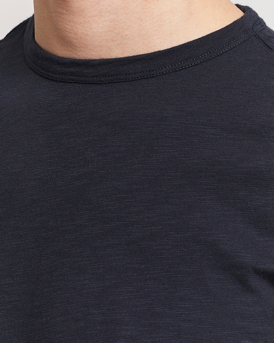 Homme | T-shirts | Merz b. Schwanen | Organic Pima Cotton Slub Crew Neck T-Shirt Dark Navy