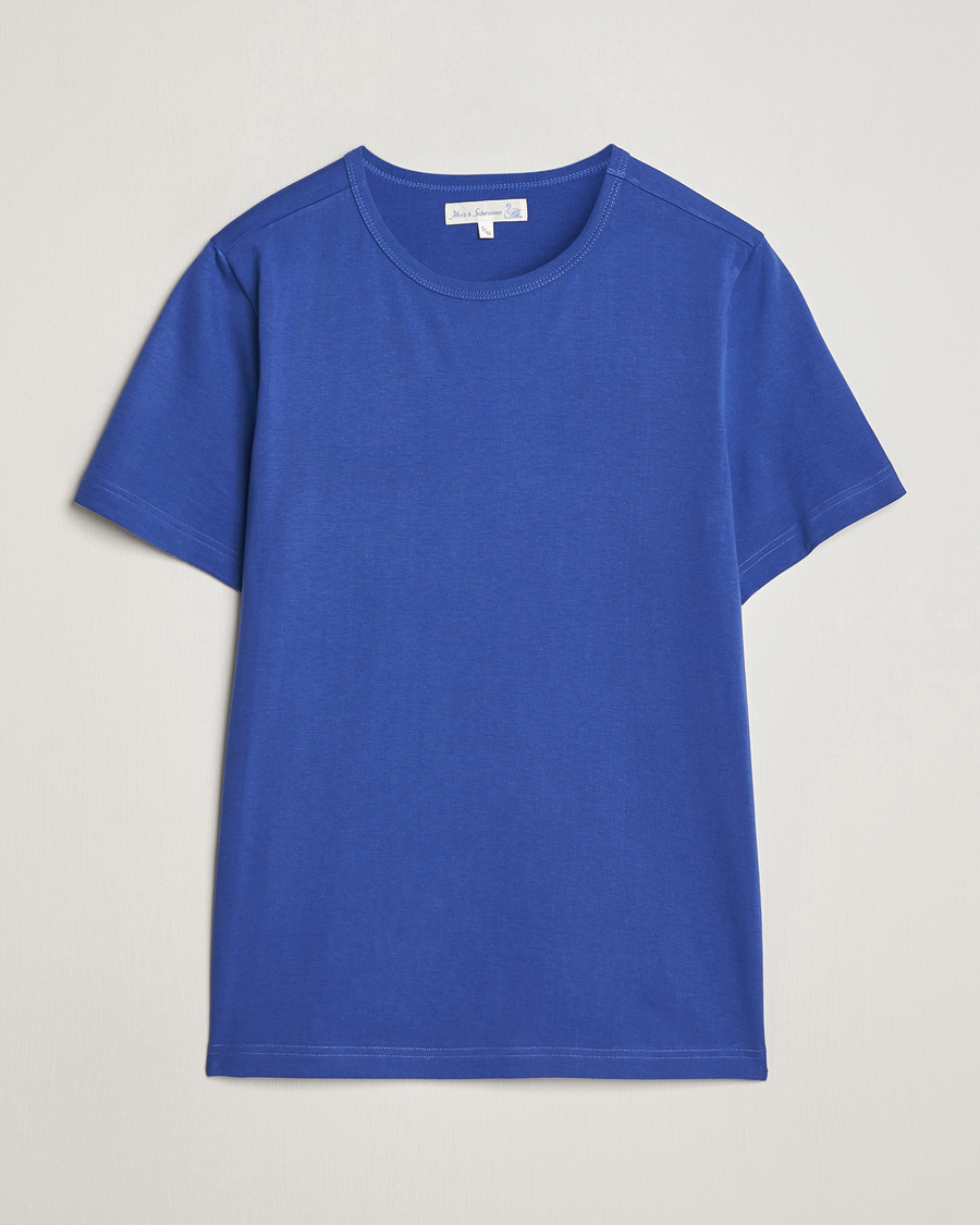 Heren | T-shirts | Merz b. Schwanen | 1950s Classic Loopwheeled T-Shirt Vintage Blue