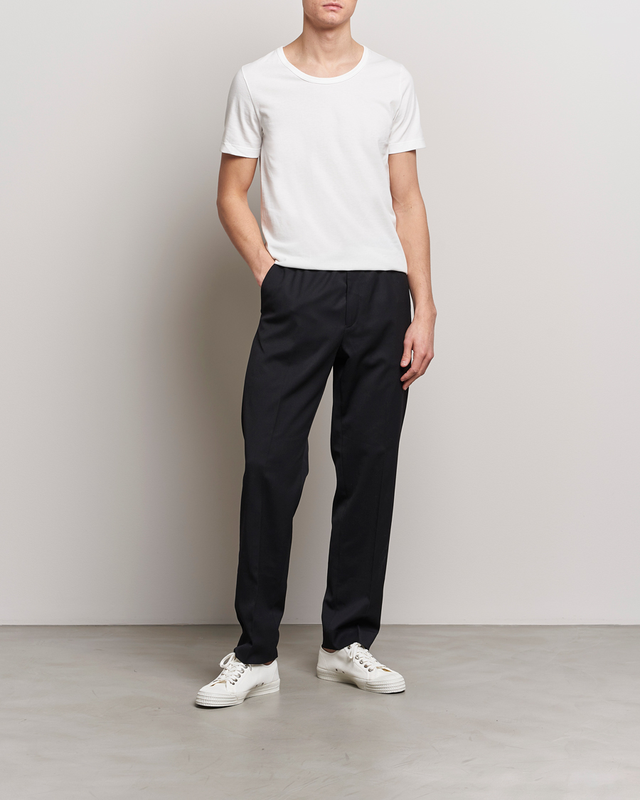 Heren | T-shirts | Merz b. Schwanen | 1970s Classic Loopwheeled V-Neck T-Shirt White