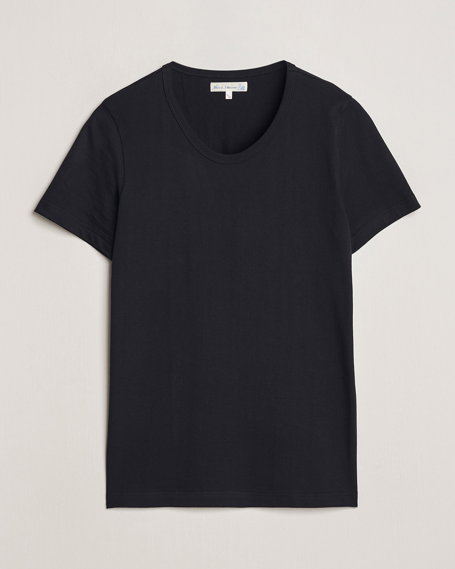 Homme | T-shirts | Merz b. Schwanen | 1970s Classic Loopwheeled V-Neck T-Shirt Black