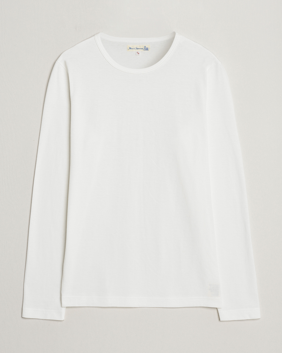 Homme | T-shirts | Merz b. Schwanen | 1950s Classic Loopwheeled Longsleeve T-Shirt White