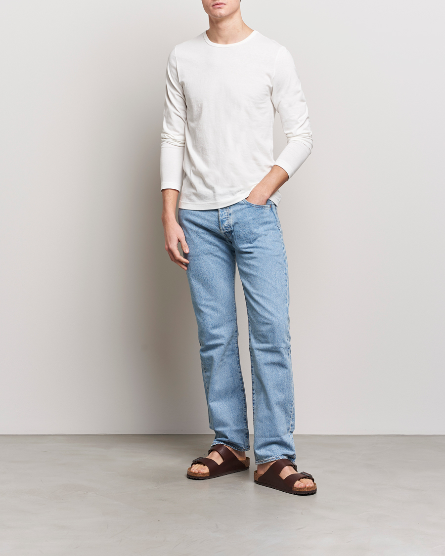 Homme | T-shirts | Merz b. Schwanen | 1950s Classic Loopwheeled Longsleeve T-Shirt White