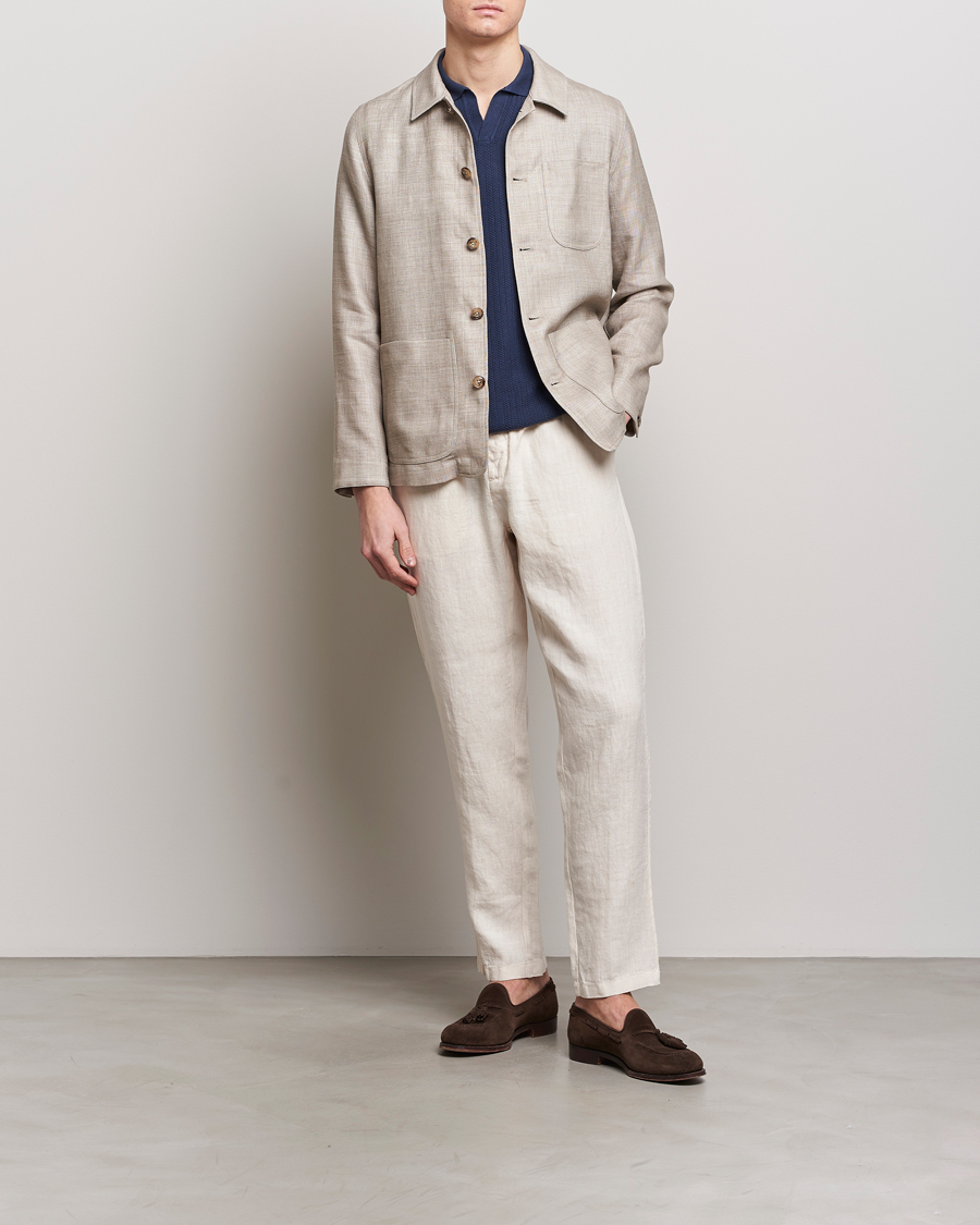 Heren | Broeken | Altea | Linen Drawstring Pants Beige