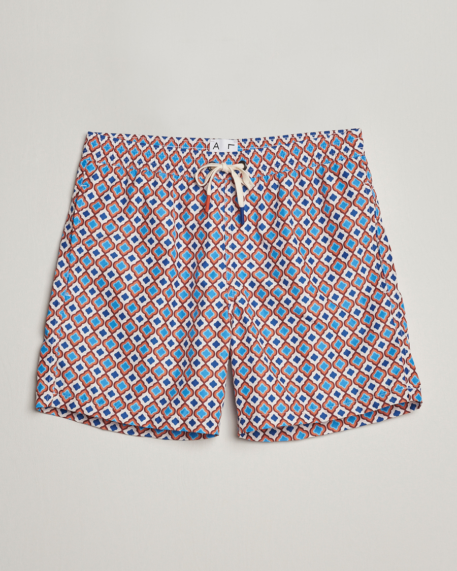Homme | Maillots De Bain | Altea | Printed Swim Shorts Blue/Orange