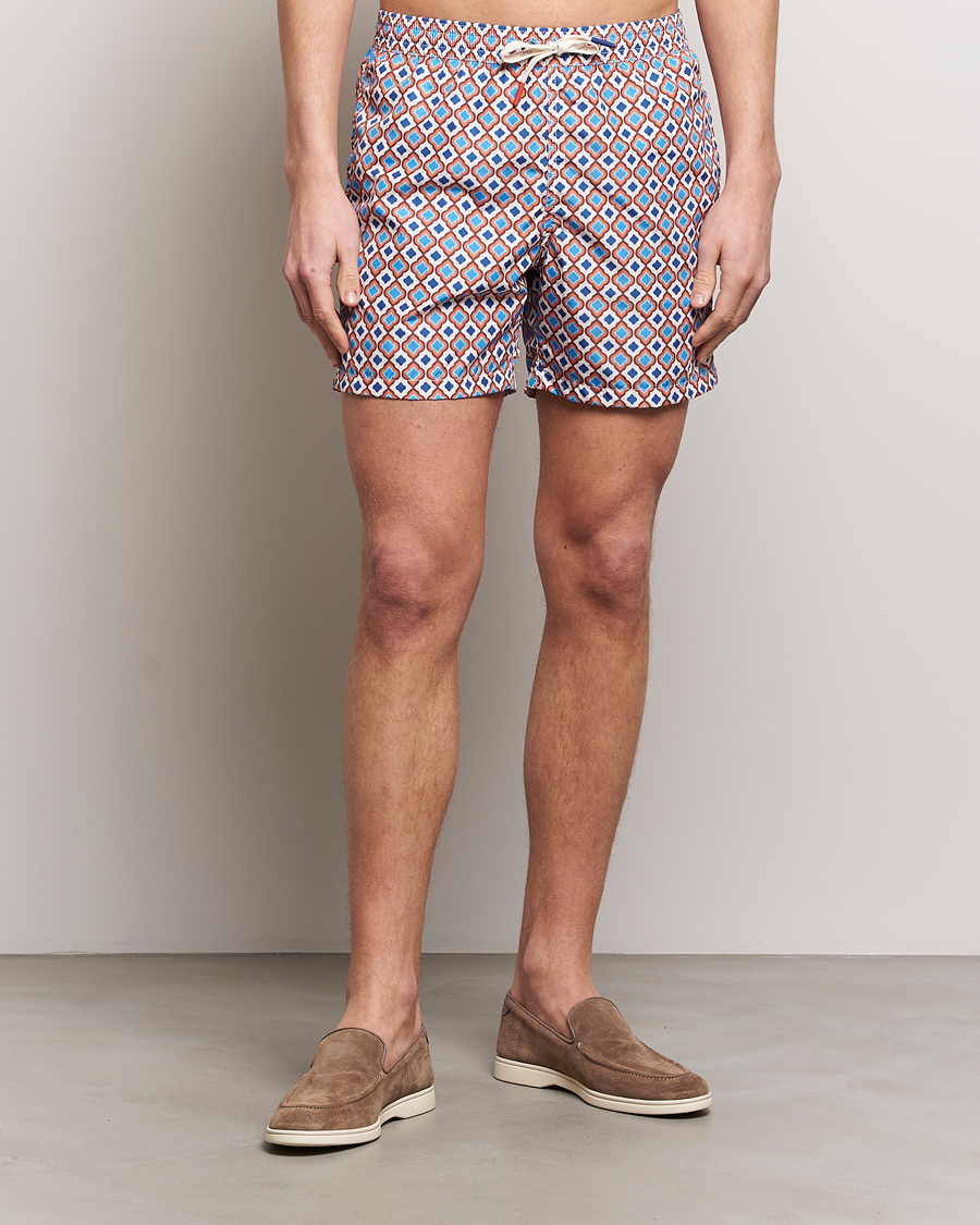 Homme | Maillots De Bain | Altea | Printed Swim Shorts Blue/Orange
