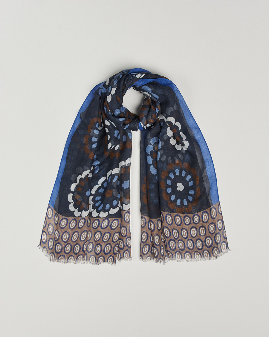 Homme | Altea Printed Linen Scarf Blue/Beige | Altea | Printed Linen Scarf Blue/Beige