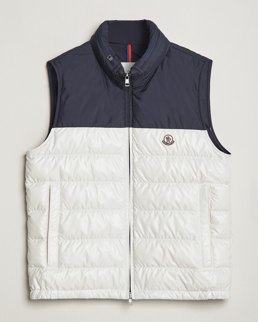 Heren | Jassen | Moncler | Cerces Down Vest Off White/Navy