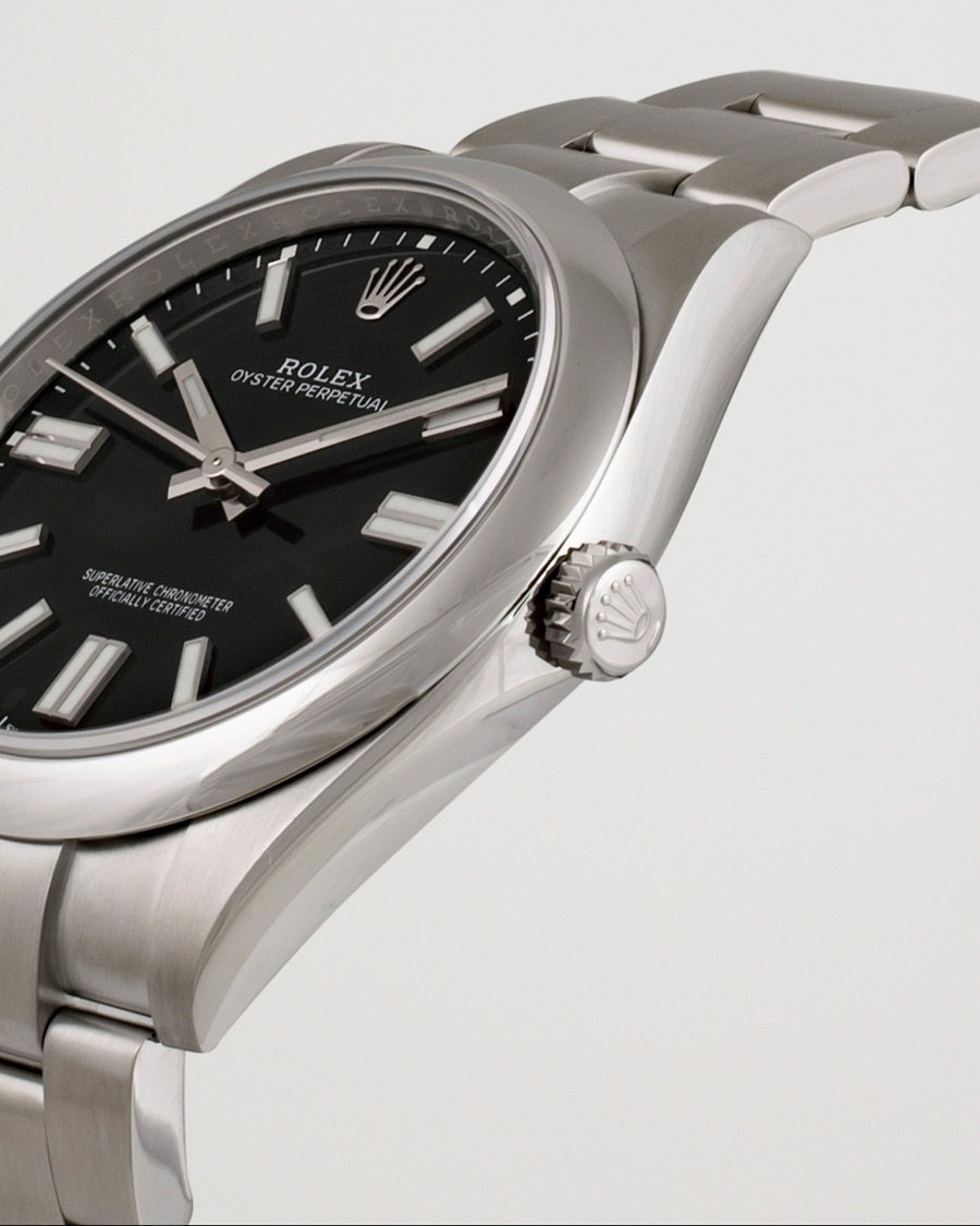 Heren | Rolex Pre-Owned Oyster Perpetual 124300 Black Silver | Rolex Pre-Owned | Oyster Perpetual 124300 Black Silver