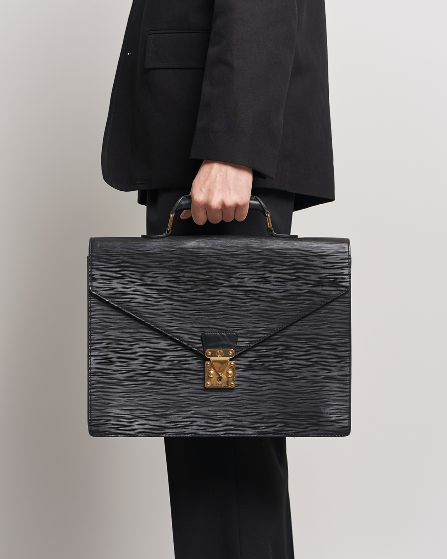 Heren | Louis Vuitton Pre-Owned Serviette Ambassadeur Epi Leather Breifcase Black | Louis Vuitton Pre-Owned | Serviette Ambassadeur Epi Leather Breifcase Black