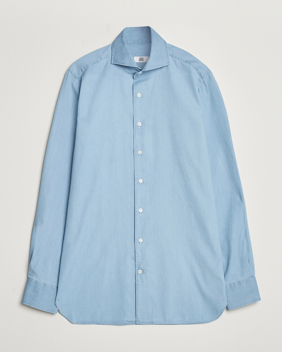 Homme | Chemises | 100Hands | Ice Wash Denim Shirt Light Blue