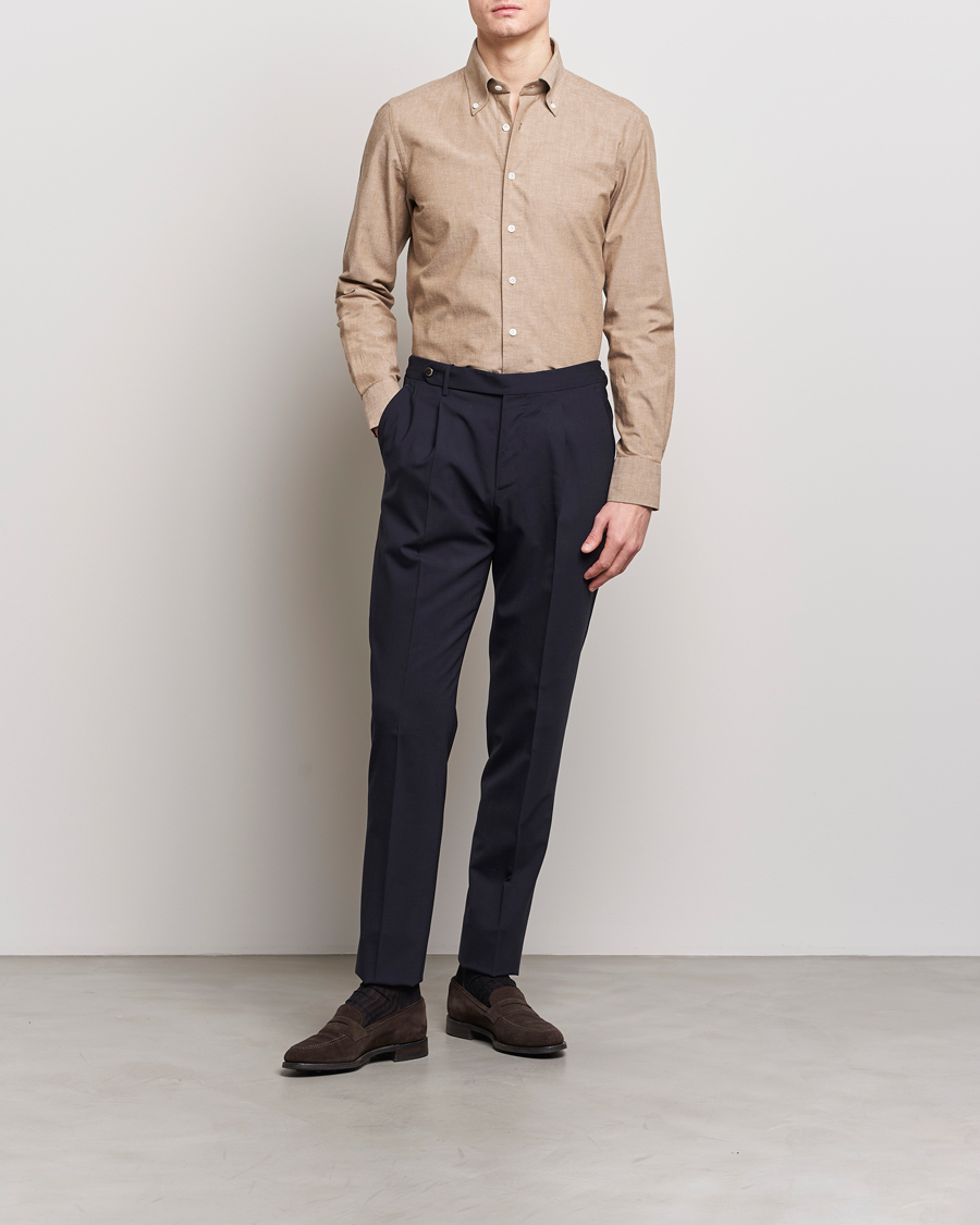 Heren | Overhemden | 100Hands | Japanese Chambray Shirt Brown