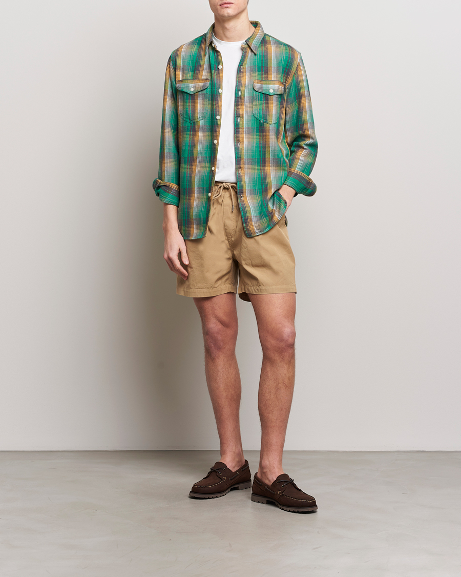 Homme | Chemises | RRL | Preston Double Pocket Shirt Green/Yellow