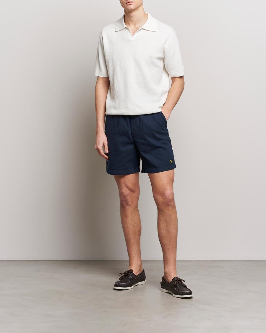 Heren | Korte broek | Lyle & Scott | Linen Drawstring Shorts Dark Navy