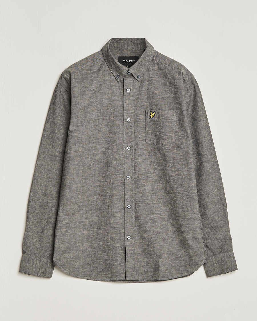 Heren | Overhemden | Lyle & Scott | Linen Button Down Shirt Grey Melange