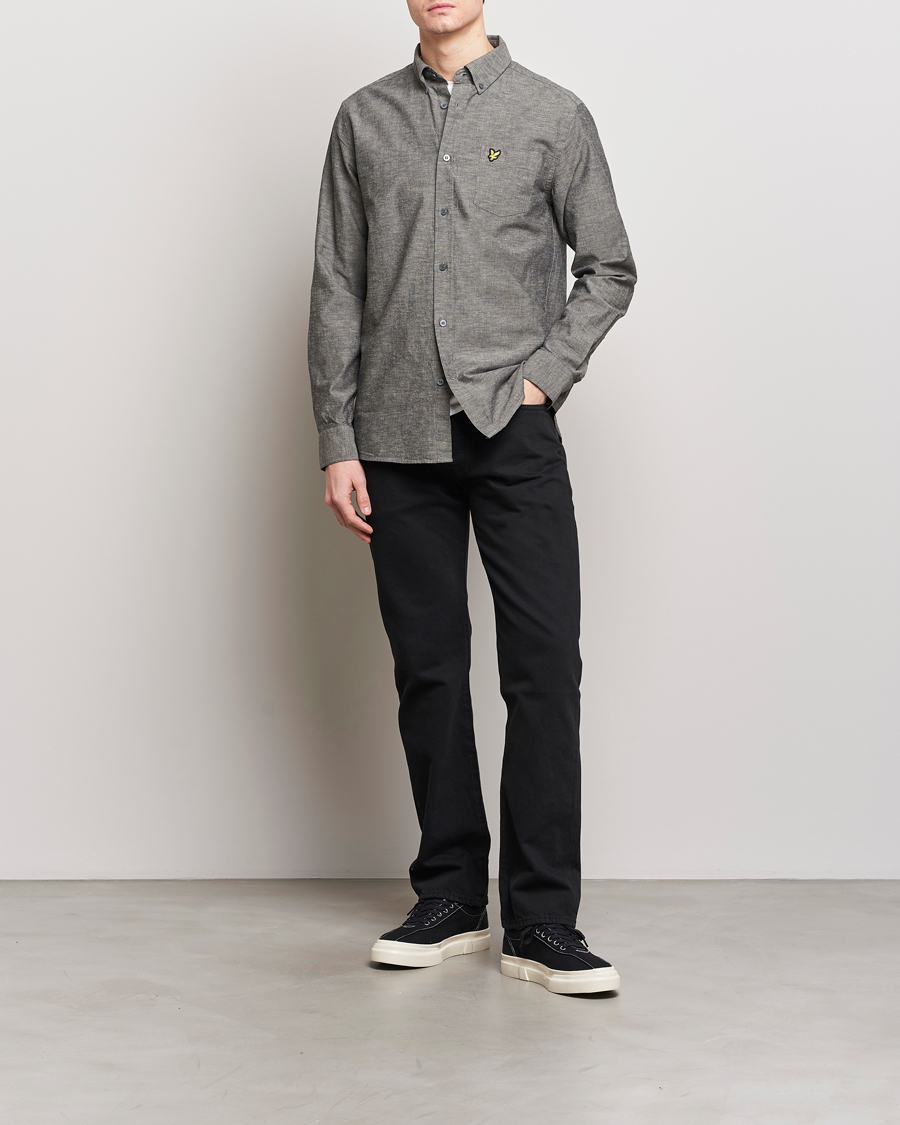 Heren | Overhemden | Lyle & Scott | Linen Button Down Shirt Grey Melange