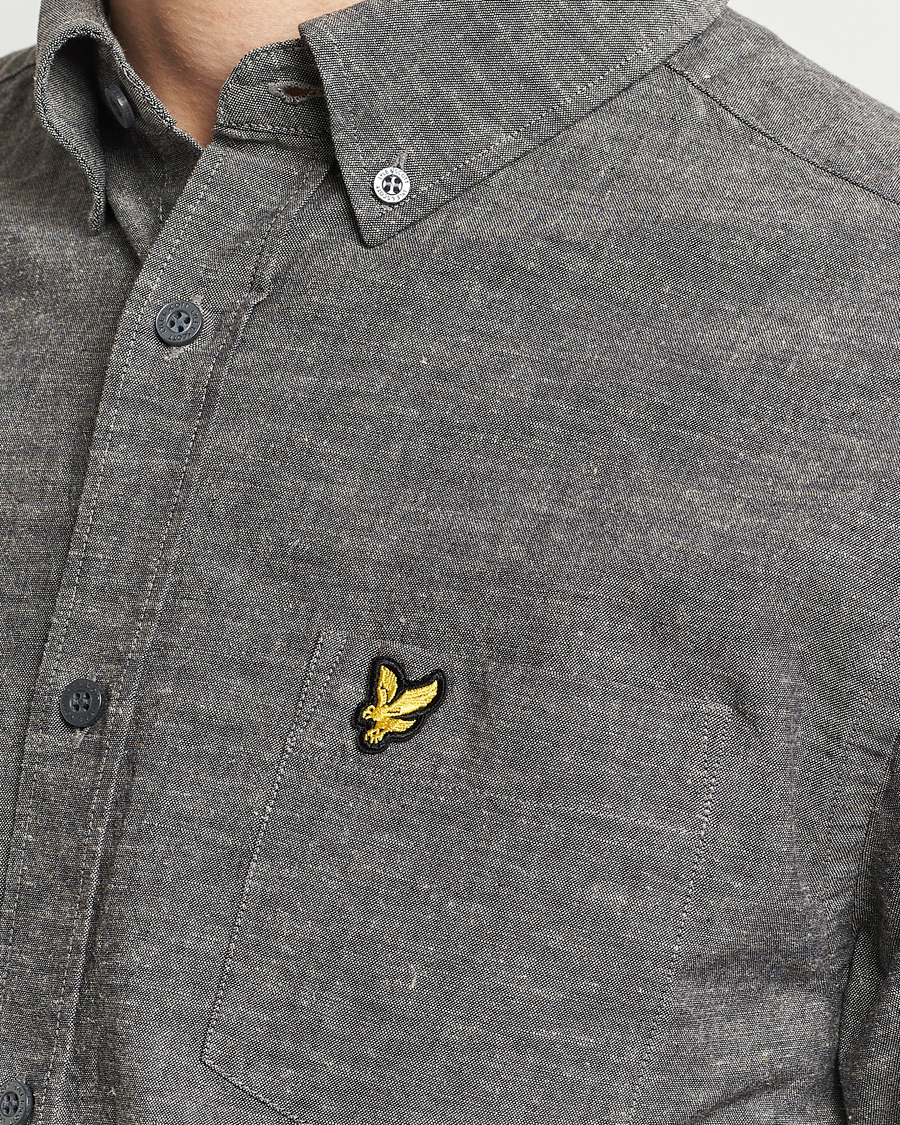 Heren | Overhemden | Lyle & Scott | Linen Button Down Shirt Grey Melange