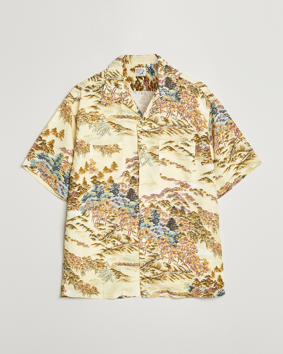 Heren | Overhemden | orSlow | Printed Rayon Camp Shirt Yellow