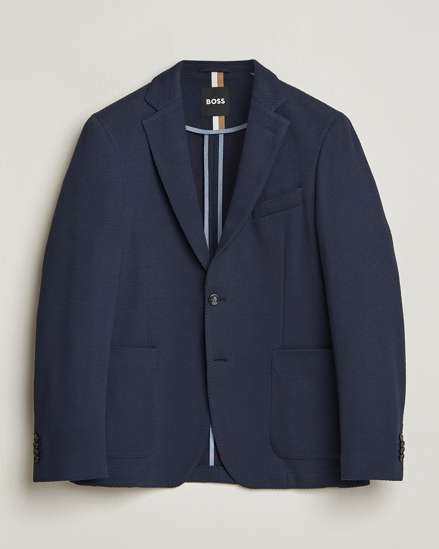 Homme | Blazers | BOSS BLACK | Hanry Structured Jersey Blazer Dark Blue