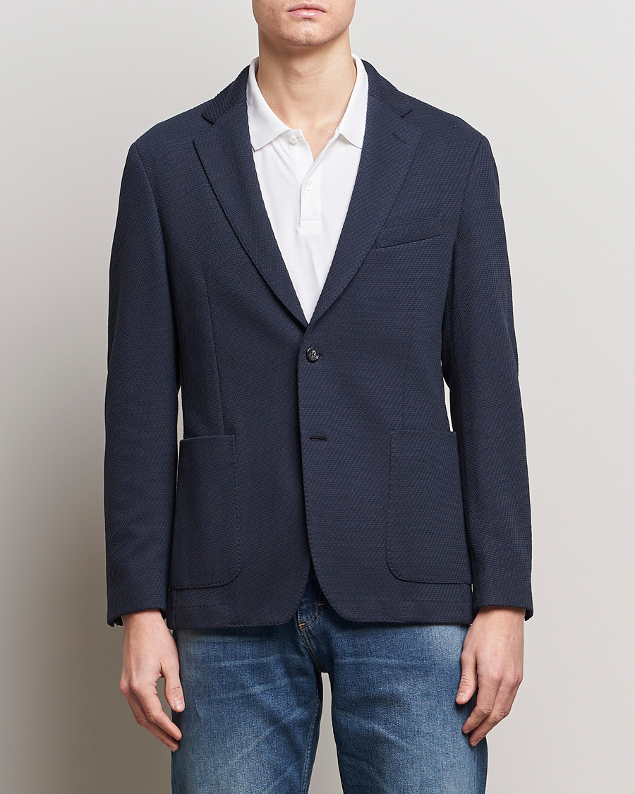 Homme | Blazers | BOSS BLACK | Hanry Structured Jersey Blazer Dark Blue