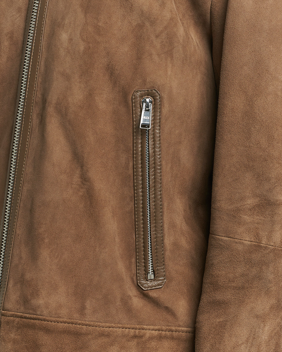 Heren | Jassen | BOSS BLACK | Malbano Leather Jacket Open Brown