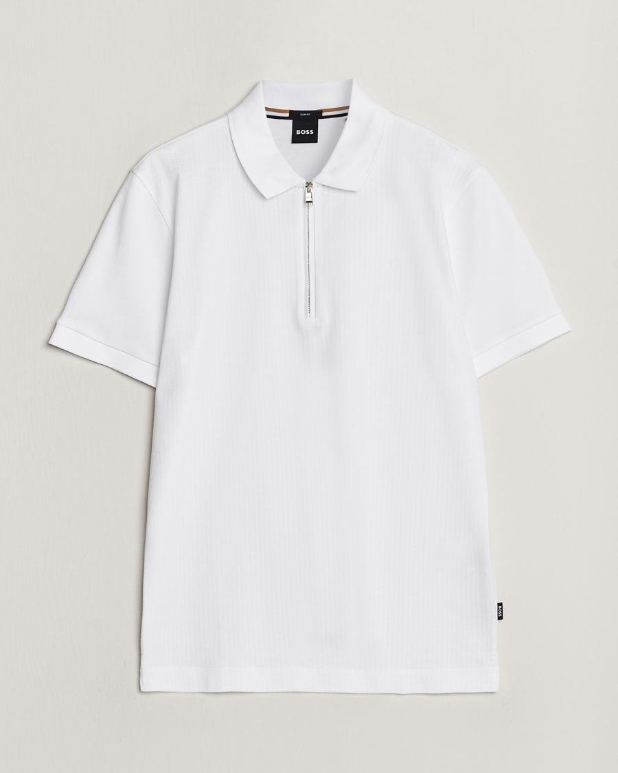 Heren | Polo's | BOSS BLACK | Polston Half-Zip Piké White